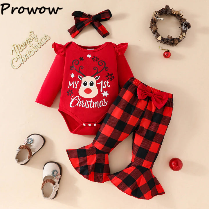 Snuggish My First Christmas Baby Girl Clothes Sets 3pcs