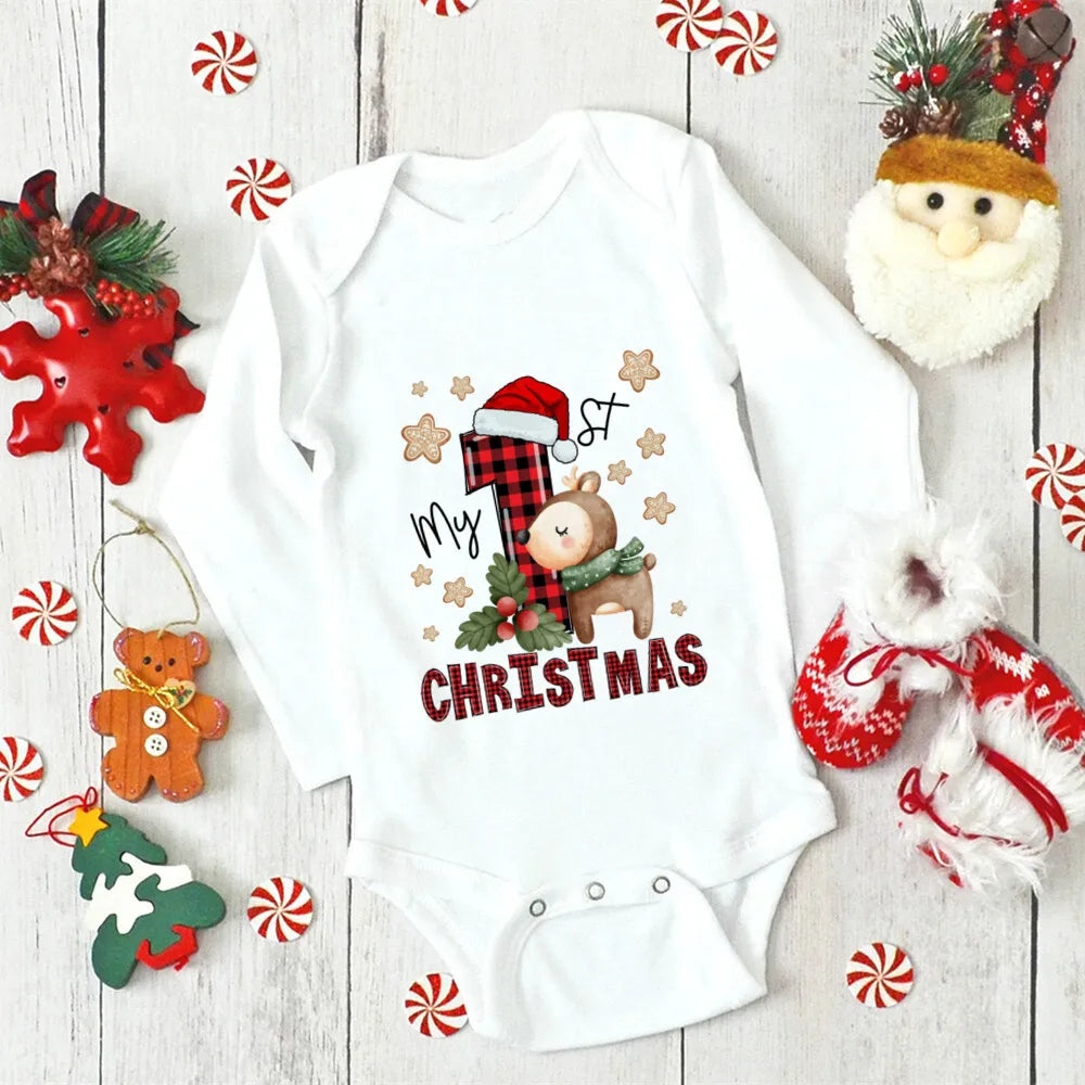 Snuggish My First Christmas Newborn Baby Long Sleeve Romper