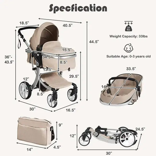 BabyJoy 2 in 1 Convertible Baby Stroller