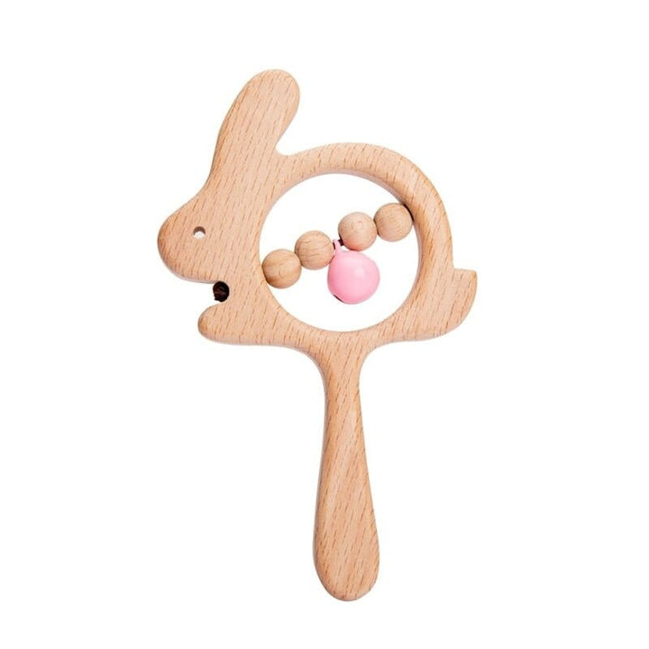 Beech Wood Baby Rattle and Teething Ring