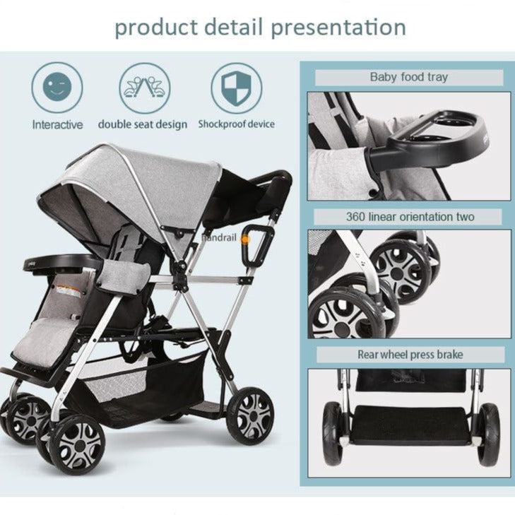 CynaBaby™ Double Stroller For Twins With Cozy Comfort at Discounted Price