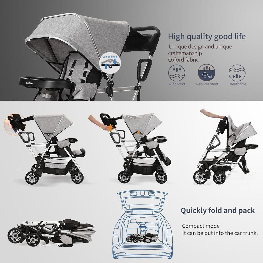 CynaBaby™ Double Stroller For Twins With Cozy Comfort at Discounted Price