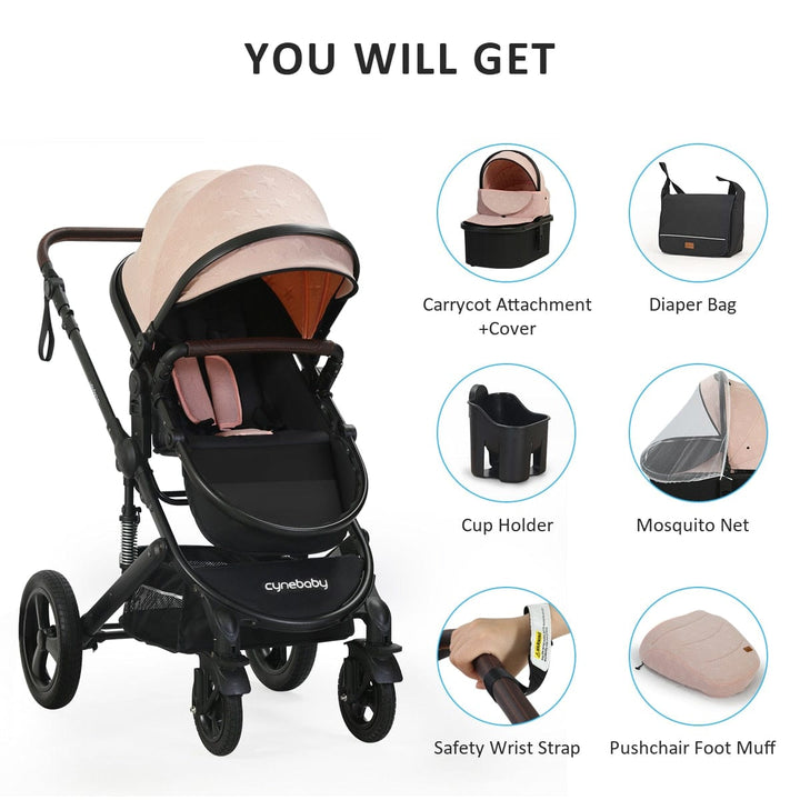 Cynebaby 2 in 1 Convertible Cradle Pram or Stroller