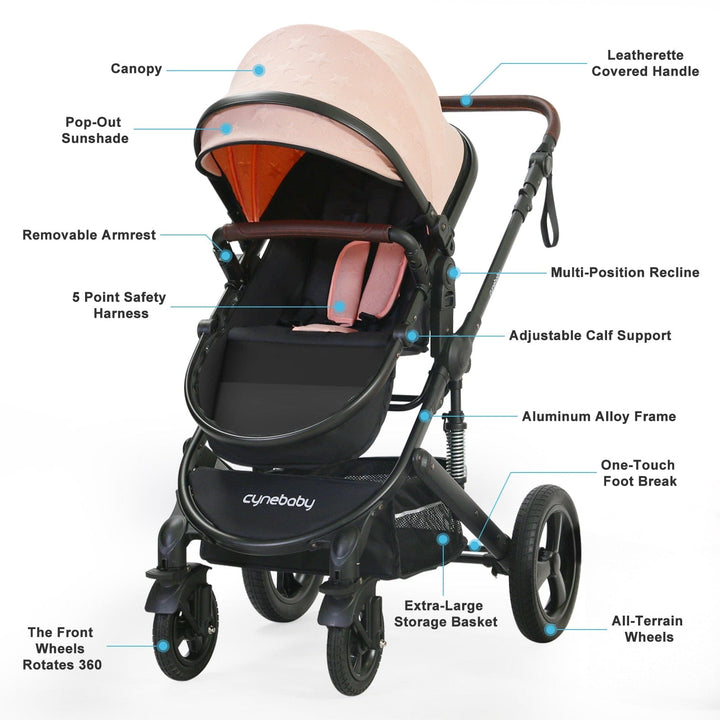 Cynebaby 2 in 1 Convertible Cradle Pram or Stroller