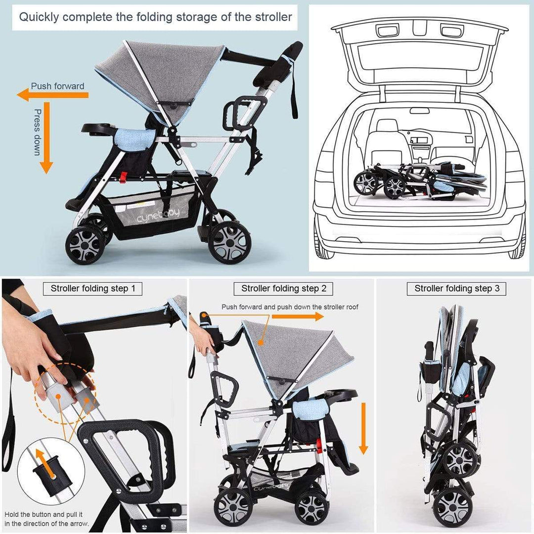 cynebaby™ Baby Stroller For 2 babies - Grey