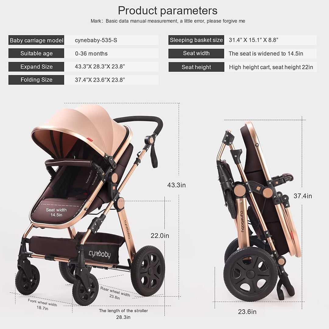 Cynebaby Convertible Bassinet & Luxury Stroller/Pram Stroller