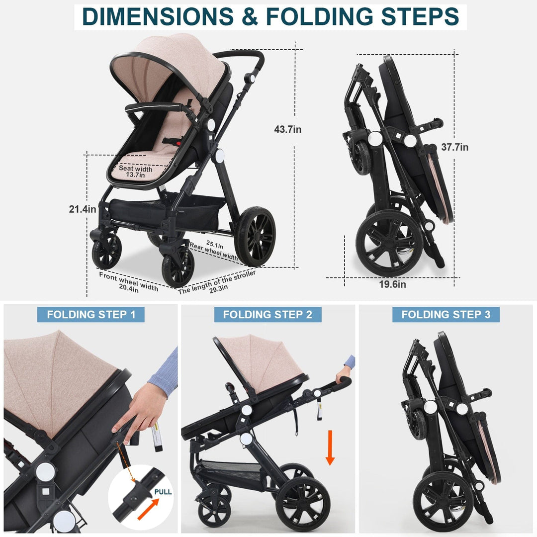 CyneBaby High-view Baby Stroller With Reversible Cradle