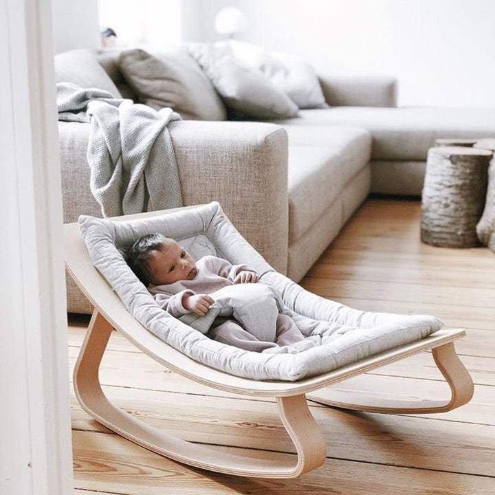 Natural Wooden Organic Cotton Cushion Baby Rocker