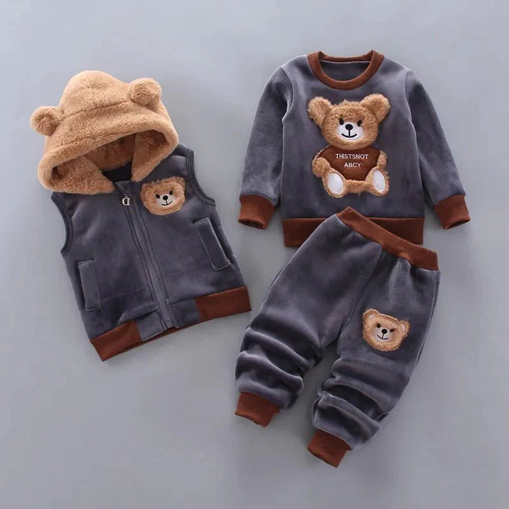 Snuggish Thick Fleece Cartoon Bear Jacket Vest Pants